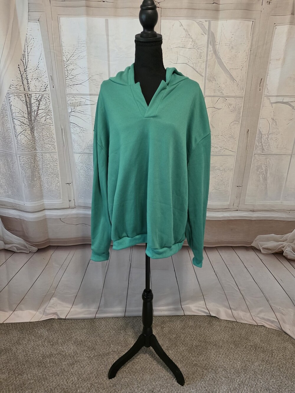Kohl's Teal Hooded Pullover Sweatshirt